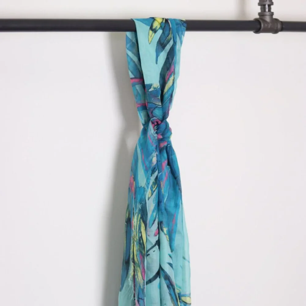 NWT - Zadig & Voltaire Merry Wing Scarf Scarf BLUE MIX SHAF0809F✨ - Picture 5 of 7